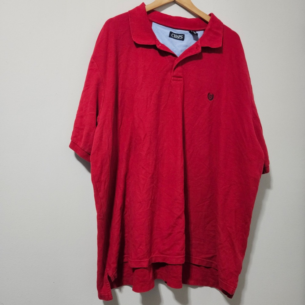 Chaps Mens Red Short Sleeve Pique Polo Shirt 100% Cotton Big & Tall 4XB 4TG